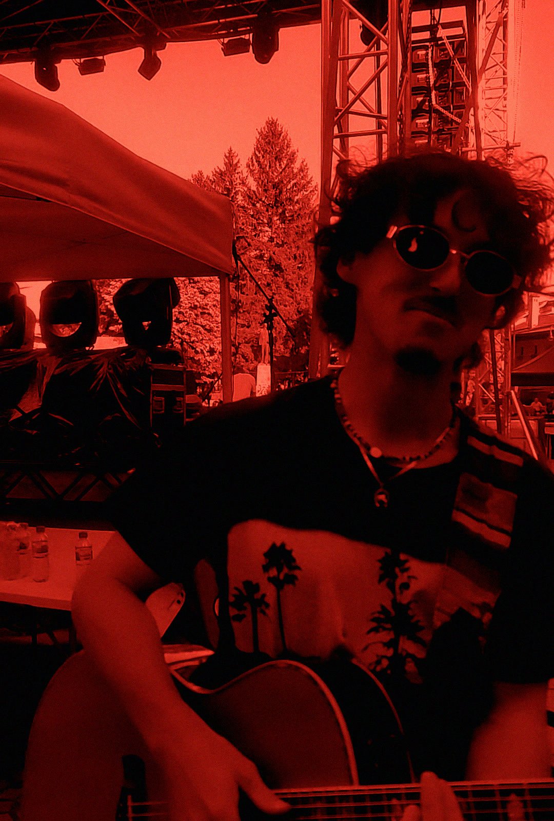 Kevin backstage at Bansko Rock Fest with his acoustic guitar